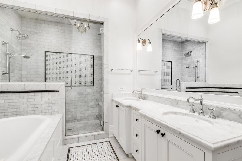Bathroom renovation with marble accents