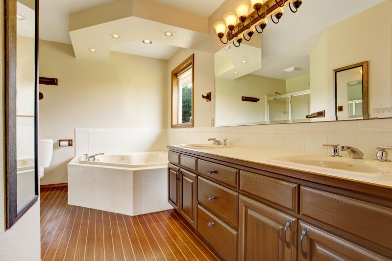 Bathroom featuring statement fixtures