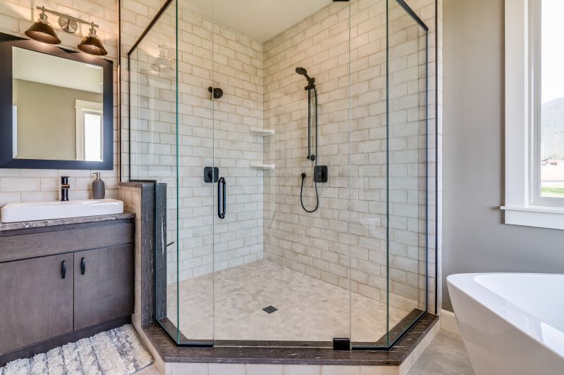 Contemporary walk-in shower with glass enclosure